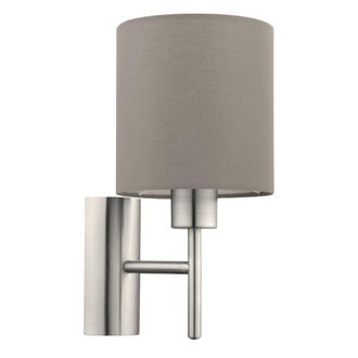 Eglo Pasteri Wall Light with Switch - Nickel & Taupe | TJ Hughes