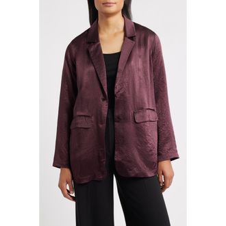 Eileen Fisher Crinkled Satin Blazer in Wine at Nordstrom Rack, Size Xx-Small