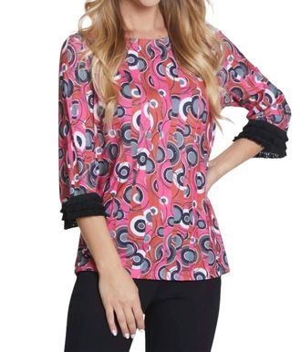 Multiples Print Slub Knit Top In Multi