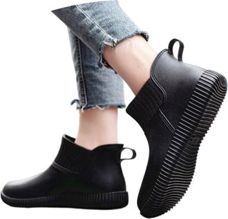 Generic Women Ankle Boots 2026 Womens Rain Shoes Fashionable Low Cut Rubber Non Slip Outdoor Work for Walking Washing Car All Season Comfortable Casual Wear w