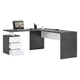 Dmora Escritorio Dguarin, Escritorio Esquinero Porta Pc, Mesa Oficina Multiusos, Escritorio Multiposici&oacute;n Ahorra Espacio, 100% Made In Italy, Cm 160x60h75, 