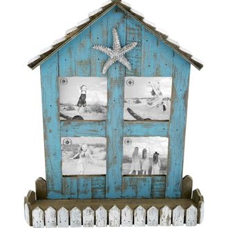 Beachcombers Teal Coastal Beach House 3x3 4-Section Wooden Photo Picture Frame in Blue at Nordstrom, Size Medium