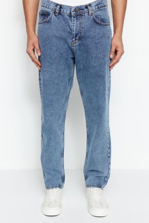 Trendyol MAN Heren Blauw Effen Relaxed fit Normale taille Jeans