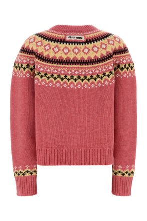 Miu Miu Womens Dark Pink Wool Oversize Cardigan Rosa Exterior: Virgin Maglieria Sweater