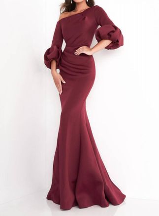 Jovani One Shoulder Dress In Wine