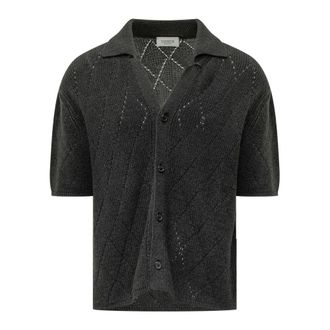 Laneus Short Sleeve Shirts, male, Black, Size: L Short-sleeve Knitted Shirt