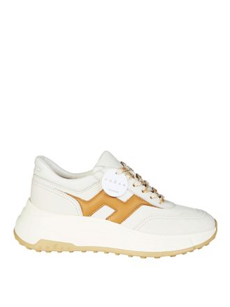 Hogan White Leather Chunky Tan Sneakers