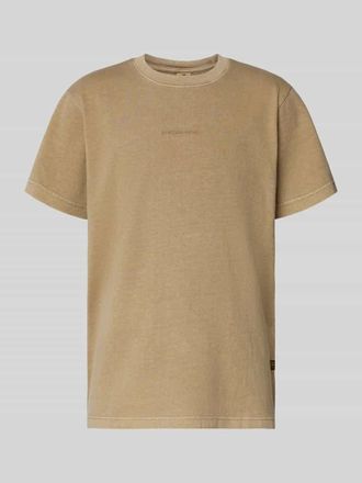 G-Star T-Shirt mit Label-Patch in Beige, Gr&ouml;&szlig;e XL