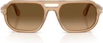 Persol Guido 56mm Gradient Polarized Pillow Sunglasses in Opal Beige/gradient Brown at Nordstrom