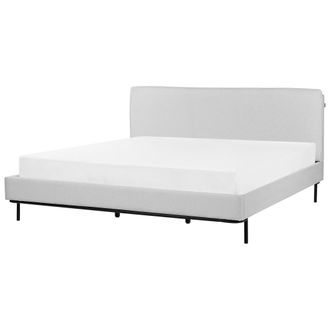 Beliani Cama Con Somier Con Cabecero Moderna Tapizado De Tela De Poli&eacute;ster Gris 180 X 200 Cm Corio