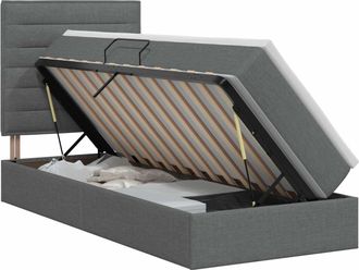 vidaXL Cama Con Almacenamiento Y Colch&oacute;n Gris Oscuro 100 X 200 Cm Tela Vidaxl