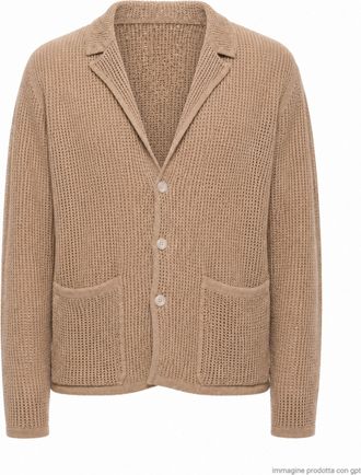 ATOMOFACTORY Sand Relaxed Fit Cotton Acetate Mesh Cardigan