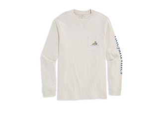 Vineyard Vines Camo Cooler Dog Long Sleeve T-Shirts Mens T Shirt Stone : 2XL, Cotton