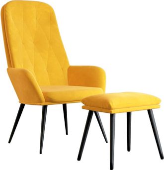 vidaXL Sill&oacute;n De Relax Con Taburete Terciopelo Amarillo Mostaza Vidaxl