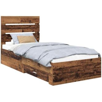 vidaXL Bed Frame with Drawer Old Wood 100 x 200 cm Engineered Wood vidaXL