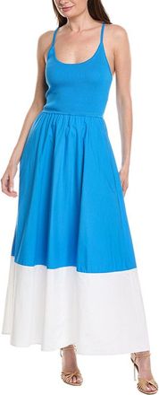Milly Cami Knit Poplin Blocked Maxi Dress