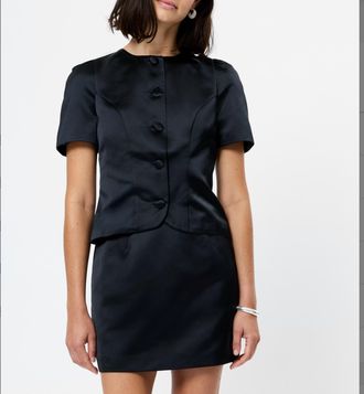 French Connection Jaxon Puff Sleeves Top In Black