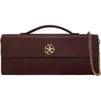 Gorski Top Handle Rectangle Leather Crossbody Bag in Burgundy at Nordstrom