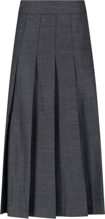 R&oacute;he Grey Pleated Virgin Wool Maxi Skirt