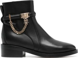 Michael Kors Zwarte platte enkellaarsjes - Dames - Enkellaarsjes - Zwart - 38 EU - Leer - Schoenen