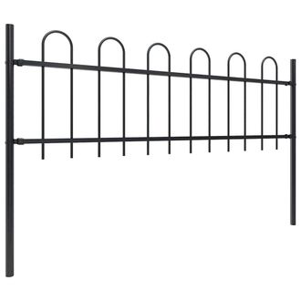 Berkfield Home Garden Fence with Hoop Top Steel 11.9x0.6 m Black