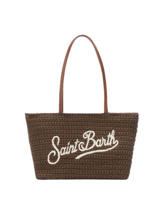 MC2 Saint Barth Textured Brown Tote Bag with Embroidered Logo