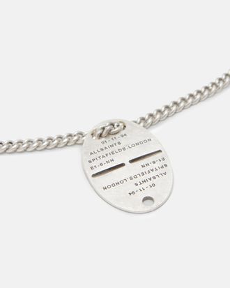 AllSaints Sterling Silver Adyn Sterling Silver Dog Tag Necklace, Size: One Size