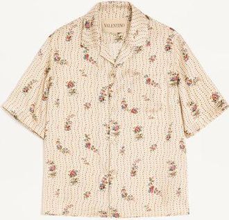 Valentino Valentino Silk Bowling Shirt with Papier Floral Print