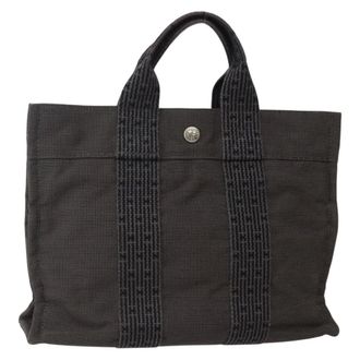 Herm&egrave;s Fourre-Tout Herline Fourre-Tout Herline Gray Canvas Bag (Pre-Owned)