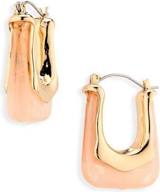 Cara Acrylic Geometric Hoop Earrings in Gold/Peach at Nordstrom Rack
