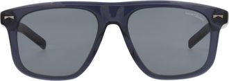 Montblanc 55mm Flat Top Square Sunglasses in Blue Blue Blue at Nordstrom Rack