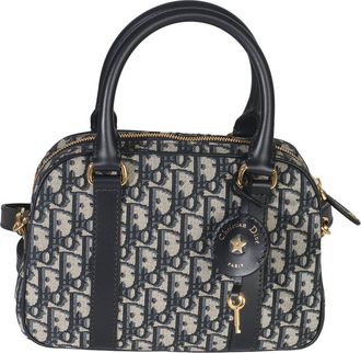 Dior Blue Oblique Canvas Small D Vibe Bowling Bag (Authentic Pre-Loved)