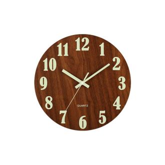 OEM Reloj De Pared Silencioso De 30 Cm (12 Pulgadas) Con Iluminaci&oacute;n, Dise&ntilde;o De Madera, Luz Nocturna, Redondo, Ideal Para Sala De Estar Y Dormitorio. Se I