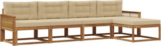 vidaXL Conjunto De Sof&aacute;s De Exterior 5 Uds. Natural Y Beige Vidaxl