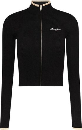 Tommy Jeans TJW Metallic Zip-Up Top - Dames - Vesten - Zwart - XS - Truien & Vesten
