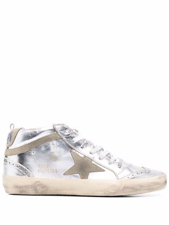 Golden Goose Metallic Leather Suede Mid-Top Sneakers