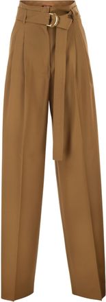 Max Mara Mstserio - Broek van puur wol met wijde pijpen en riem