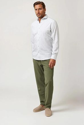 Stone Rose Linen Stripe LS Button-Up Shirt in Olive at Nordstrom, Size Xxx-Large