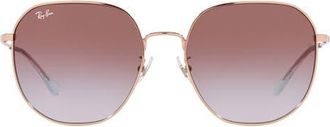 Ray-Ban 60mm Gradient Round Sunglasses in Rose Gold Blue Gradient Violet at Nordstrom