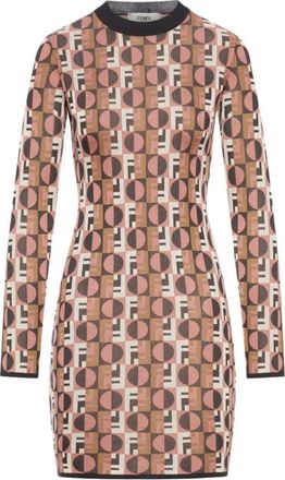 Fendi Optisch Geometrische Mini Jurk - Dames - Korte kleedjes - Veelkleurig - 2XS - Kleedjes