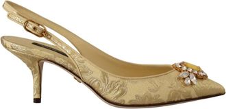 Dolce & Gabbana Gouden Kristal Slingback Hakken - Dames - Pumps - Geel - 36 1/2 EU - Schoenen
