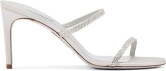 Rene Caovilla 100mm satin strass sandals - women - Satin/Calf Leather/Calf Leather - 35 - Grey
