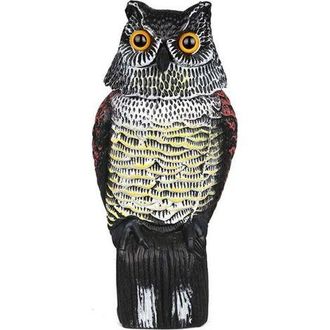OEM Espantap&aacute;jaros Con Forma De B&uacute;ho Para Jard&iacute;n Y Exteriores: Ahuyenta Palomas Y P&aacute;jaros, Funciona Sin Pilas Y Gira La Cabeza Con El Viento
