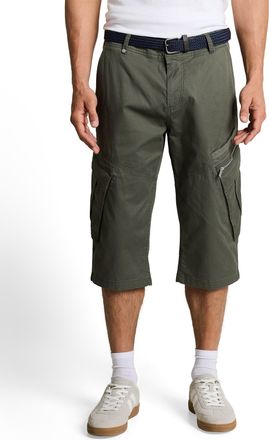 Tom Tailor Cargoshorts TOM TAILOR, Herren, Gr. 29, N-Gr, khaki mini weave print, Web, Obermaterial: 98% Baumwolle, 2% Elasthan, unifarben, regular fit knielang, 