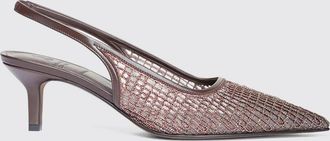 Brunello Cucinelli Slingback Brunello Cucinelli in camoscio e nylon a rete con monile