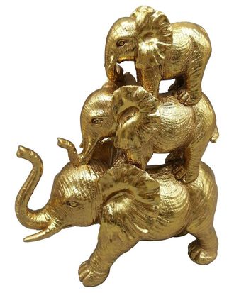 Sagebrook Home 10In Stacked Raised Trunk Elephants
