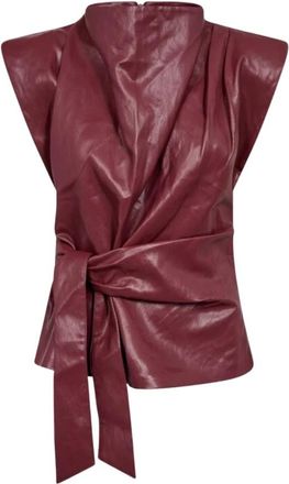 Co'Couture Gitt CC Pleat Top - Dames - Tops zonder mouwen - Rood - S - Leer - Tops