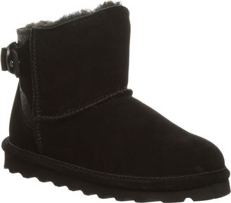 Bearpaw Betty Boots Womens Black Suede Round Toe Wool Lined Ankle JOBB1184