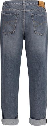 Brunello Cucinelli Mens Gray Cotton Straight-Leg Jeans Clothing