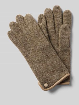 Roeckl Walkhandschuhe aus Schurwolle mit Wappen Emblem in Taupe, Gr&ouml;&szlig;e 8